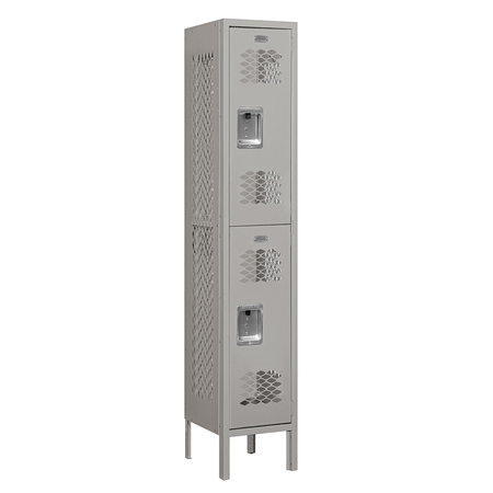 SALSBURY INDUSTRIES 2 Tier Vented Locker, 12"Wx66"Hx12"D, 2 Door, Gray, Unassembled 72152GY-U